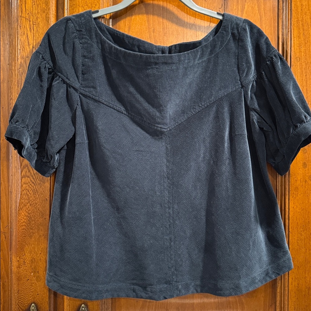 NWT FREE PEOPLE Navy Corduroy Blouse